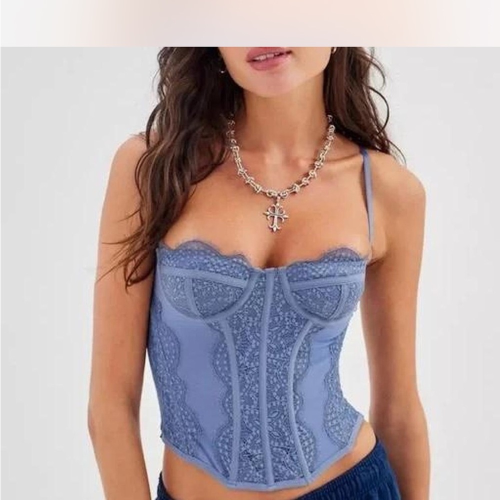 Urban Outfitters Blue Lace Corset Top